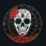 Vintage Female Sugar Skull with Red Roses Dart Board<br><div class="desc">Traditional Día de los Muertos Sugar Skull Drawing. Filled with color and love honoring those who parted before us.</div>