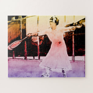 Vintage female tennis player - pop art painting jigsaw puzzle
