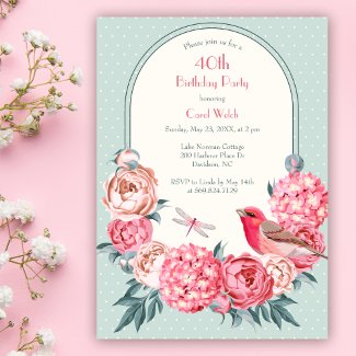 Vintage Feminine Floral 40th Birthday Party