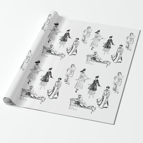 Vintage Feminist Fashion Wrapping Paper