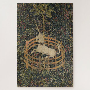 Vintage Fenced in Unicorn Painting (1505) Jigsaw Puzzle