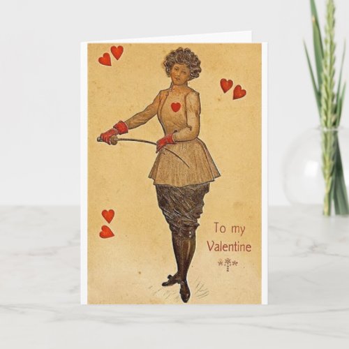 Vintage Fencer  Fencing Valentines Day Card