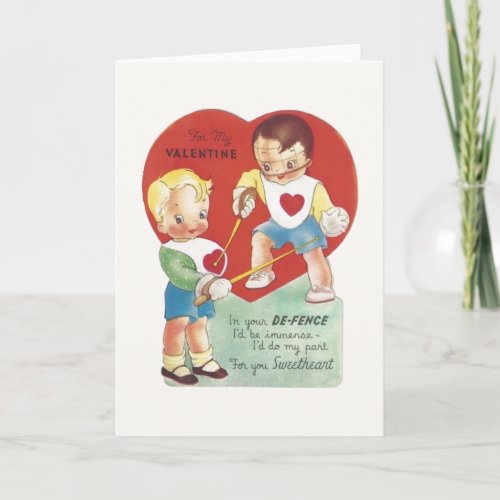 Vintage Fencer Valentine Greeting Card