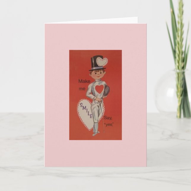Vintage Fencer Valentine's Day Greeting Card (Front)