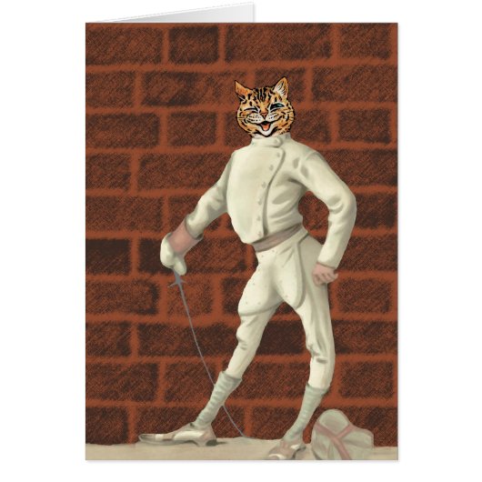 vintage fencing cat cards (Front)