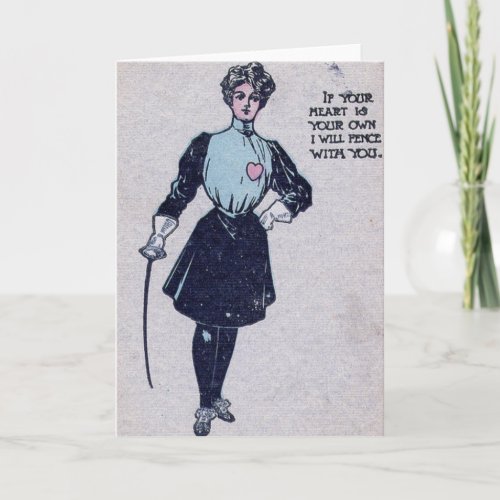 Vintage Fencing  Fencer Valentines Day Card