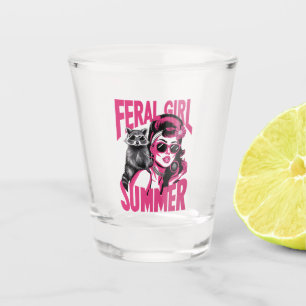 Vintage Feral Girl Summer Opossum Funny Raccoon Shot Glass
