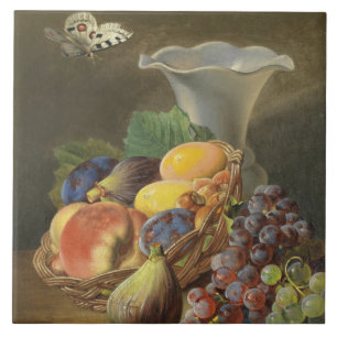 Vintage Ferdinand Kuss Still Life with Fruits Ceramic Tile
