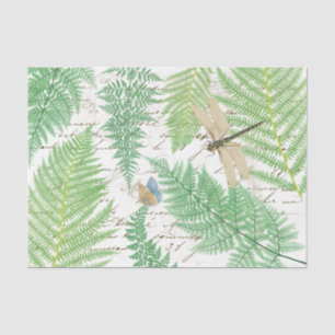 Vintage Fern Dragonfly Butterfly French Decoupage Tissue Paper