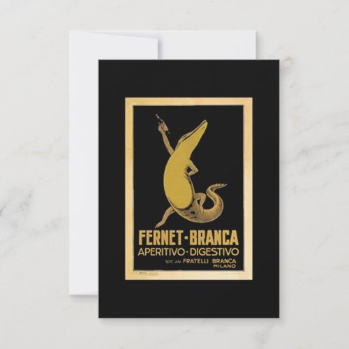 Vintage Fernet Alligator Crocodile Branca Card