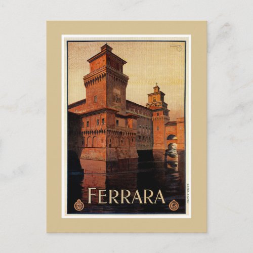 Vintage Ferrara Italian travel poster Postcard