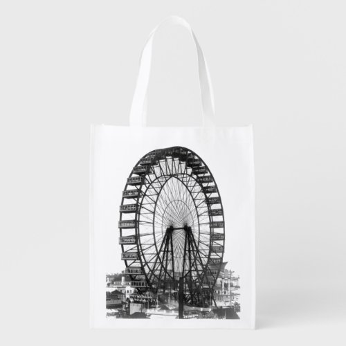 Vintage Ferris Wheel at Chicago Worlds Fair Reusable Grocery Bag