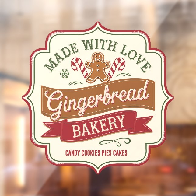 vintage Festive Christmas gingerbread bakery  Window Cling (Sheet 2)