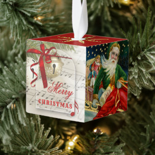 Vintage Festive Cube Christmas Ornament