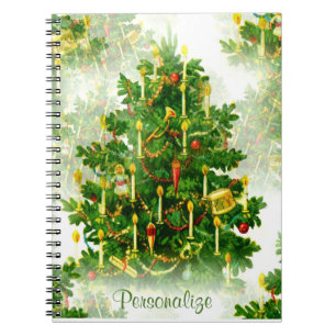 Vintage Festive Decorative Christmas Tree Holiday Notebook