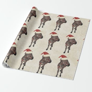 Vintage Festive Zebra Wrapping Paper by Greyszoo at Zazzle