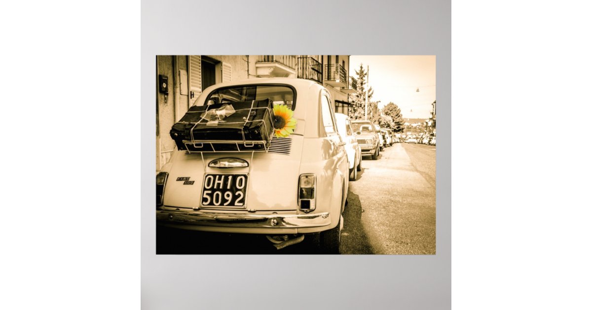 Vintage Fiat 500 Cinquecento In Italy Poster Zazzle Com