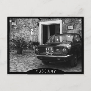 Vintage FIAT car in Italy in monochrome Postcard