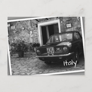 Vintage FIAT car in Italy in monochrome Postcard