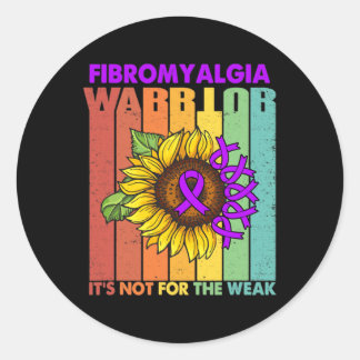 Vintage Fibromyalgia Awareness Not Weak Purple Rib Classic Round Sticker