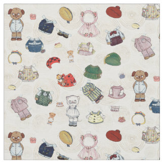 Vintage Fido and Kitty Dolly Dingle Paper Doll Fabric