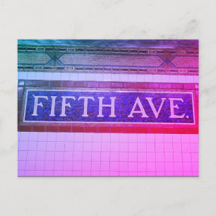 Vintage Fifth Avenue Sign - Manhattan, NYC Postcard