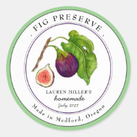 Vintage Fig Preserve Jam jar Round label