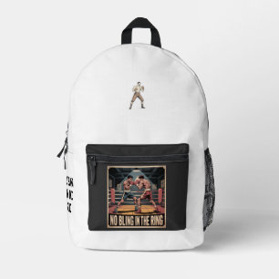 Vintage Fight Club - No Bling In The Ring Printed Backpack
