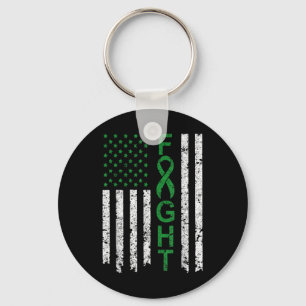 Vintage Fight Mental Health Green Ribbon Us Flag A Keychain