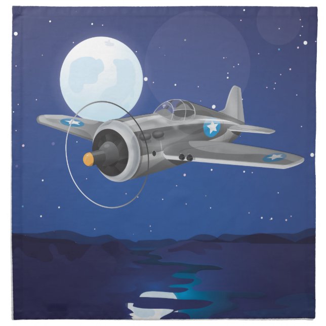 Vintage fighter Aircraft Cloth Napkin (Front)