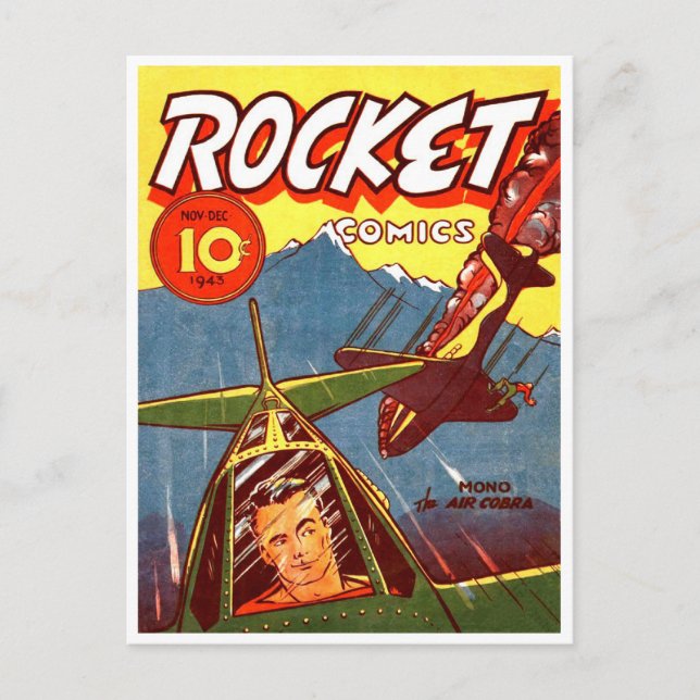 Vintage Fighter Aircraft Comic Postcard (Front)