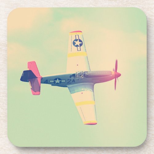 Vintage Fighter Airplane Beverage Coaster