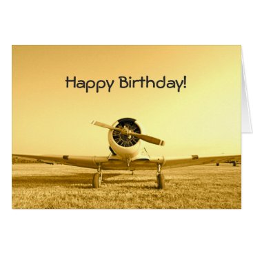 Vintage Fighter Airplane Yellow Birthday Note Card Vintage Fighter Airplane Yellow Birthday Note Card