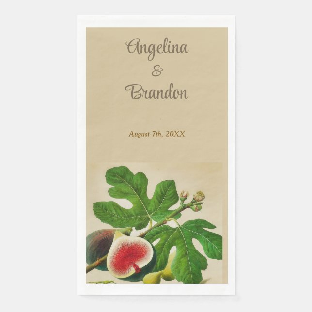 Vintage  figs wedding paper guest towels (Front)