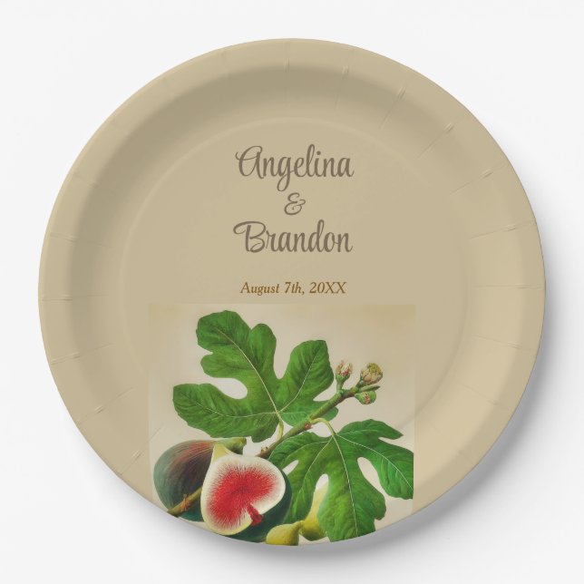 Vintage  figs wedding paper plates (Front)