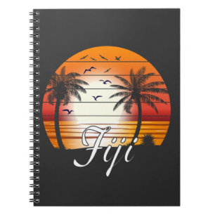 Vintage Fiji Palm Trees Summer Beach Notebook