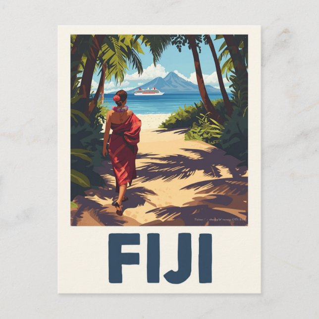 Vintage Fiji Tropical Island Travel Postcard (Front)
