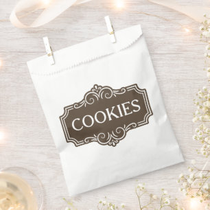 Vintage Filigree Cookies Bakery Emblem Design Favor Bag