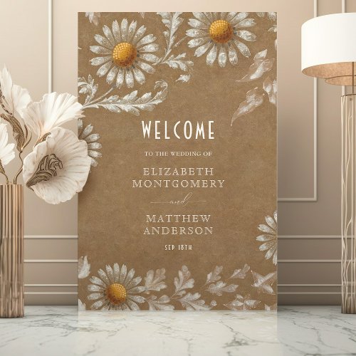 Vintage Filigree Daisy Wedding Welcome Sign