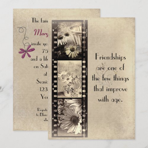 Vintage Film Birthday Invitation