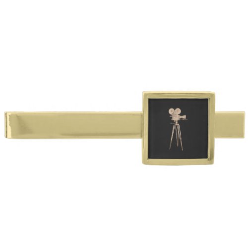 Vintage Film Camera Gold Finish Tie Bar