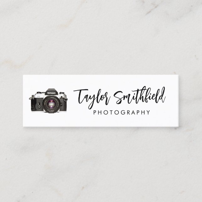 Vintage Film Camera Photography Mini Business Card (Front)