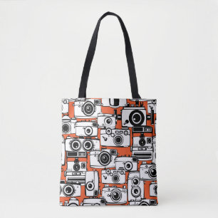 Vintage film cameras, seamless pattern. tote bag