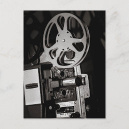 Vintage Film Projector Black and White Postcard