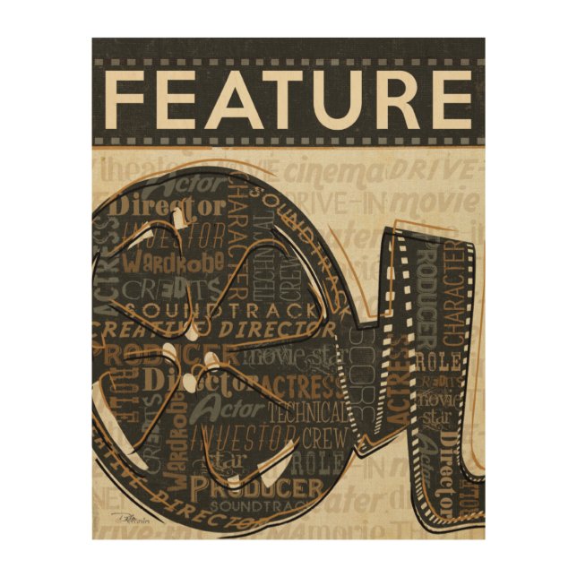 Vintage Film Reel Wood Wall Art (Front)