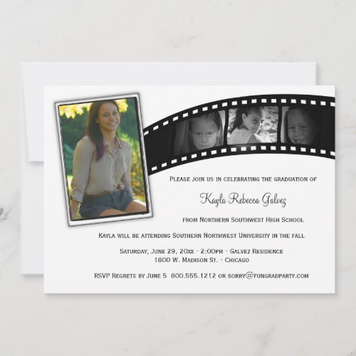 Vintage Film Strip Graduation Party Photo Invite