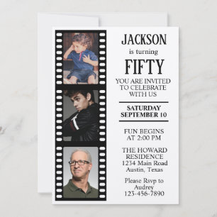 Vintage Film Strip Photo Birthday  Invitation