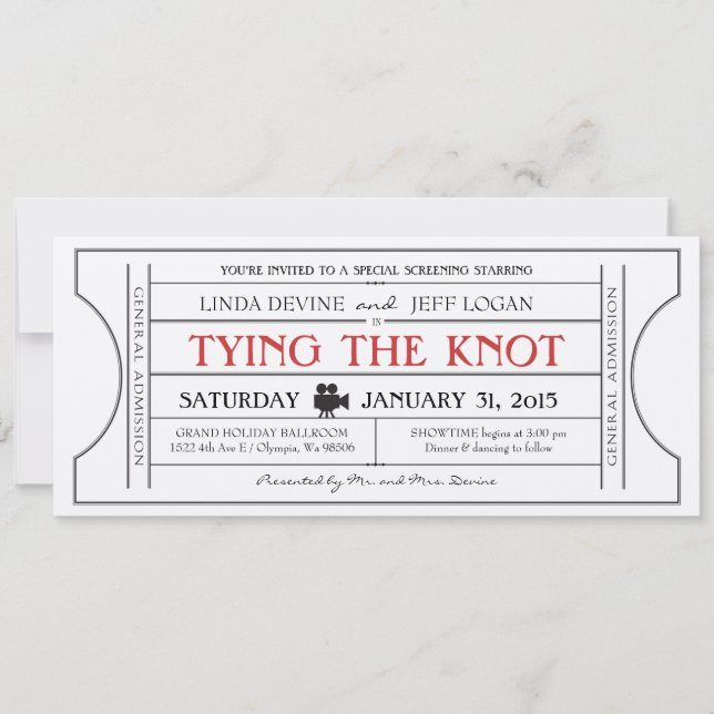 Vintage Film Ticket Invitation (Front)