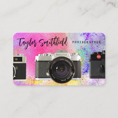 Vintage Film Watercolor Photography Business Card
