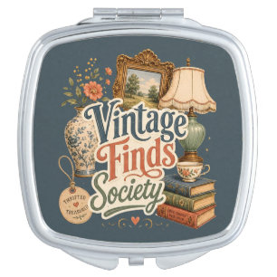 Vintage Finds Cottagecore Treasures Blue Compact Mirror
